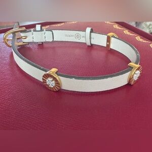 Tory Burch White and Gold leather bracelet